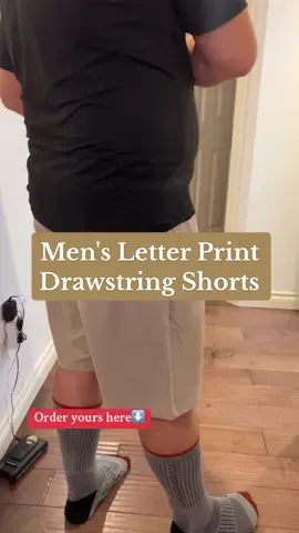 Men's Letter Print #short #mensclothing #DrawstringShorts Regular Fit Casual Pocket Shorts, Streetwear Shorts, #menssummerfashion Bottoms, #FathersDayGift #MensClothing 