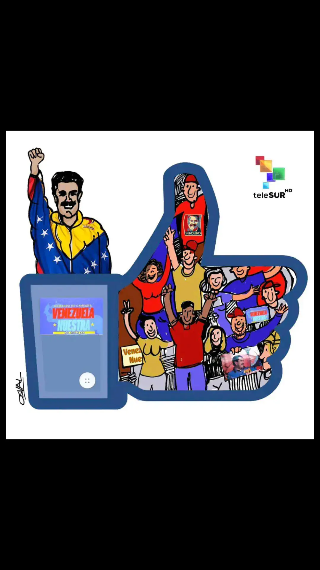 El apoyo popular al presidente de Venezuela, Nicolás Maduro, de cara a las elecciones presidenciales del 28J; se hace notar en la nueva caricatura de Osval #Osval #Caricatura #teleSUR #Venezuela #Elecciones 