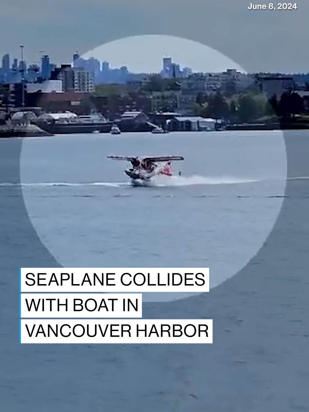 Dramatic video from Canada captured the moment a seaplane heads into the path of a boat In Vancouver — then crashes into it. Police said two people on the boat were taken to a hospital for treatment. No one on the plane was injured. Authorities are investigating what led to the collision. #crash #vancouver #canada #news #abcnews #worldnewstonight