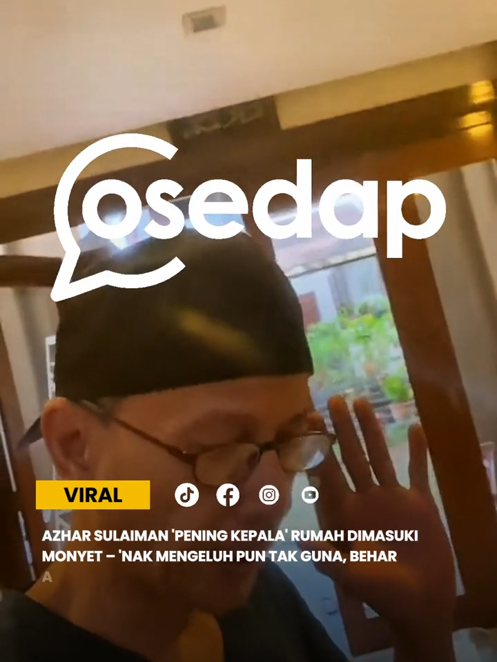 Pelakon berpengalaman, Azhar Sulaiman, meluahkan rasa kecewa selepas rumah yang direkanya sendiri diceroboh masuk oleh sekawan monyet baru-baru ini. Menerusi hantaran video di TikTok, Azhar yang lebih mesra disapa Behar ini memaklumkan bahawa monyet-monyet tersebut bukan sahaja menceroboh masuk, malah membuat ‘onar’ dengan memunggah barangan di dalam rumahnya sehingga berselerak. Jom baca artikel penuh di website Osedap! Tekan link dekat bio sekarang! Sumber : Tiktok | @theazharsulaiman Untuk kredit atau apa2 berkaitan kontent, boleh terus DM ye 🥰 #osedapdotcom #azharsulaiman #monyet #rumah #arkitek #rumahkusyurgaku #viralvideo #foryoupage #tiktoknews #behar #fyp