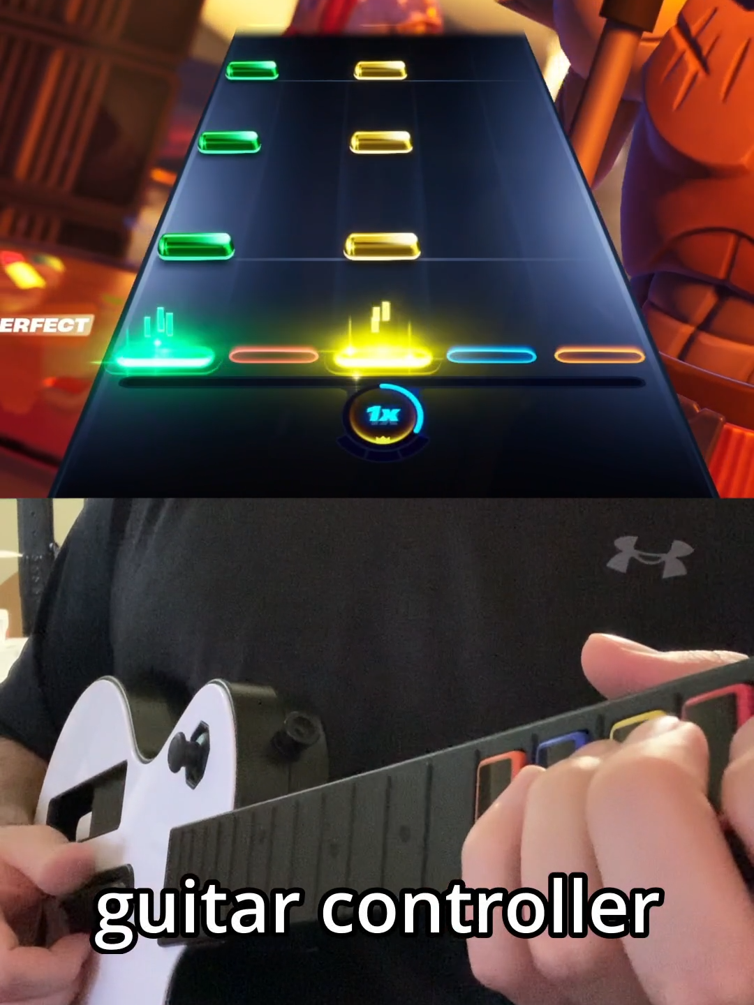 GUITAR HERO CONTROLLER ON FORTNITE FESTIVAL?? Its possible with the V3 adapter and a Guitar Hero Wii controller, no Riffmaster needed! #fortnitefestival #fortnite #guitarhero #rockband #riffmaster #guitarherocontroller #fyp