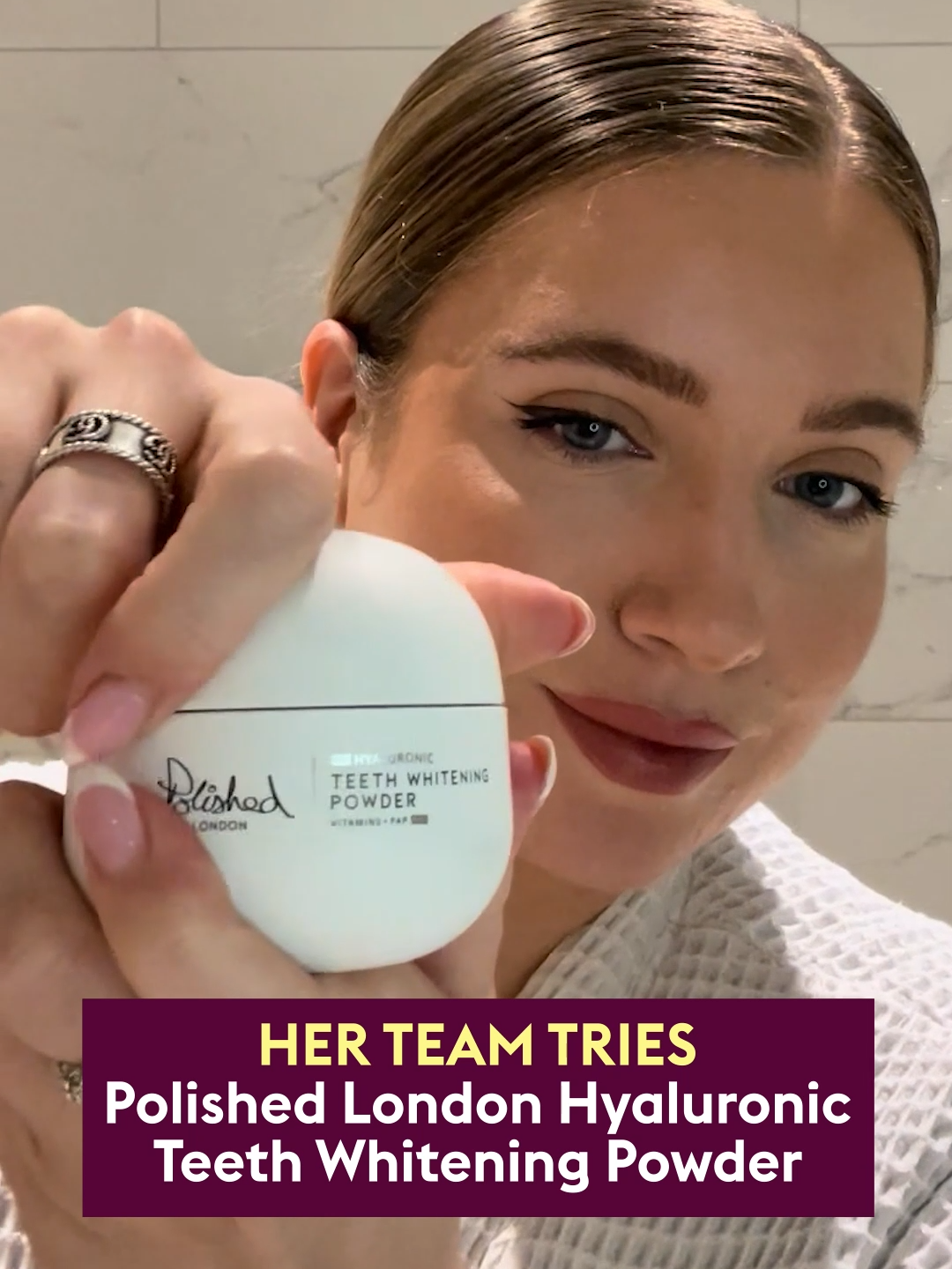 Anyone else knee-deep in a pre-holiday glow-up? It’s the sparklers turn this week and we’re trying Polished London’s ever popular Hyaluronic Whitening Powder.⁠ ⁠ Like a thorough exfoliation for your gob, it leaves your whole mouth feeling fresh and removes surface stains like a dream. Red wine and Diet Coke drinkers, we’re looking at you. ⁠ ⁠ It also makes a great first step if you’re planning to do any more intense whitening, clearing the way to let whatever products you’re using really do their thing. ⁠ ⁠ Have you used a whitening powder? We’d love to hear your thoughts. ⁠ ⁠ Products used:⁠ Polished London Hyaluronic Teeth Whitening Powder ⁠ Around the €30 mark from polishedlondon.com or selected pharmacies nationwide ⁠ ⁠ #HerTeamTries #HerTries #teethwhitening #teethwhiteningpowder #polishedlondon #whiteteeth #beautyreview ⁠