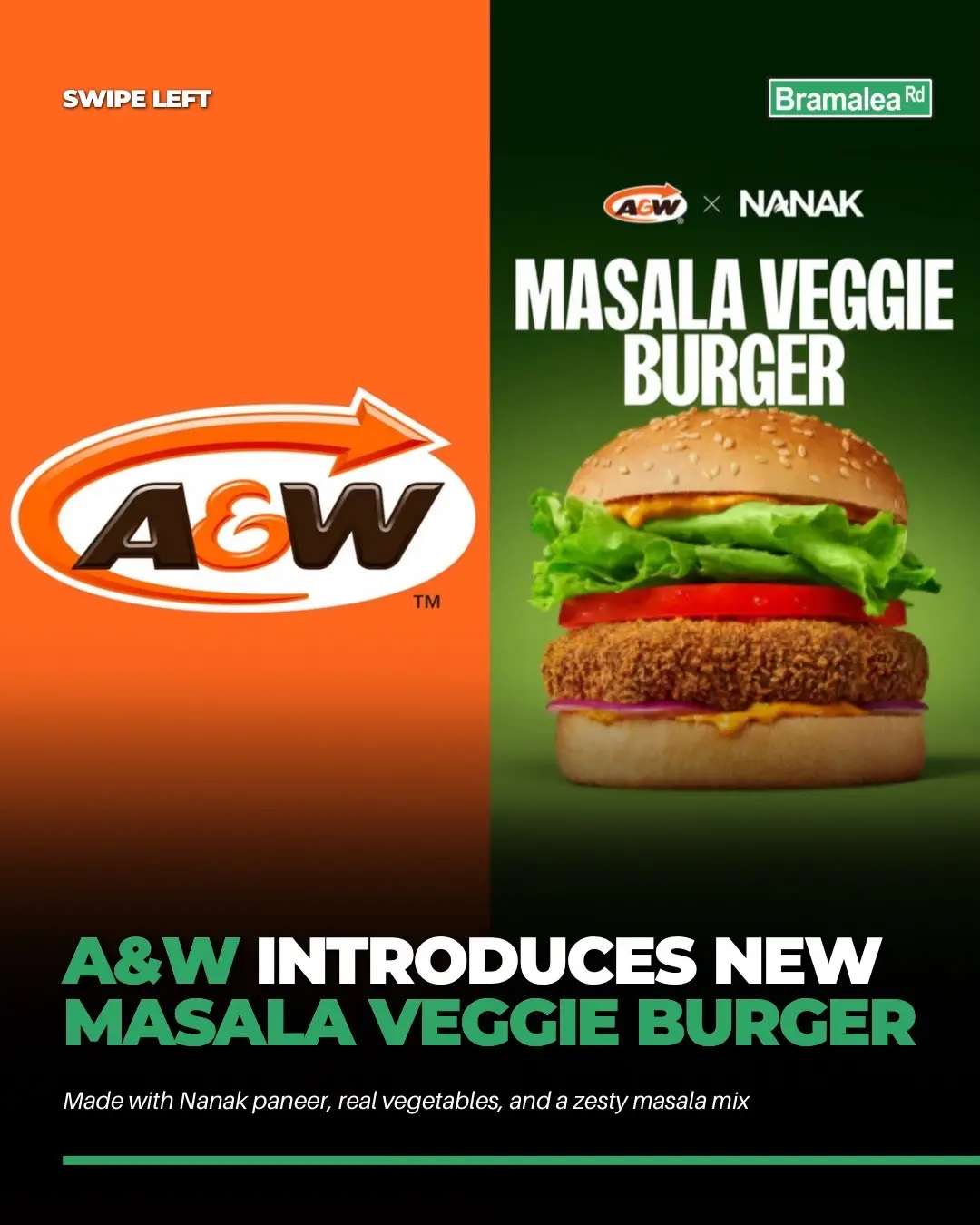 A&W have introduced a new masala veggie burger made with Nanak paneer, to celebrate South Asian flavours; for a significant portion of the community who follow a vegetarian diet 🌶️🍔 In a press release, they said the masala veggie burger is 