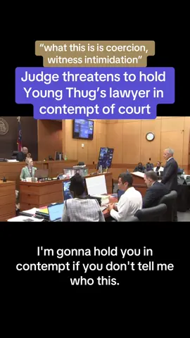 Now it’s Young Thug’s lawyer Brian Steel who may be held in contempt.  This after he confronted Judge Glanville about an in-chambers ex-parte meeting with Kenneth “Woody” Copeland this morning over his 5th plea in his testimony in the Young Thug / YSL trial. Steel refuses to tell the judge how he learned of the meeting. You can watch Steel yell about another issue on Friday here  @Meghann Cuniff. #lawyer #youngthug #ysltrial #court 