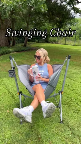 Amazon Finds - Foldable Swinging Chair!🪑 Perfect for the ballpark, camping, bonfires, and more! If you love swinging and have restless leg syndrome like me, you need this!! Has storage pockets and a cup holder!  #amazonhome #amazonfinds #amazonsummerfinds #camping #ballpark #summerfun 