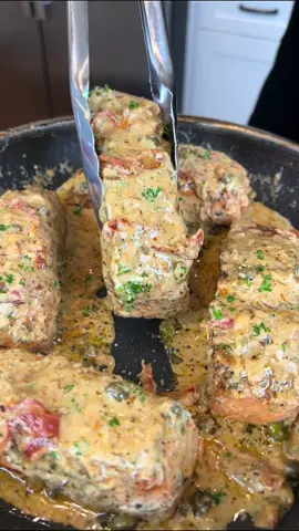 Creamy Salmon Piccata! #salmon #piccata #eatwitzo 