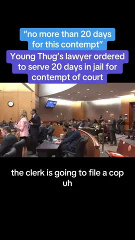 Judge Glanville has ordered Young Thug's lawyer Brian Steel to serve 20 days in jail for contempt of court. Weekends only. Steel asked to Be cellmates with Young Thug so they can work on their case together. Steel is to report at 7 p.m. on Friday. You can watch him get taken into custody here @Meghann Cuniff. #ysltrial #legal #lawyer #youngthug #crime 