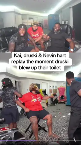 Kai, druski & Kevin hart replay the moment druski blew up their toilet #kaicenat #druski #kevinhart #fyp #viral #twitch @Kai Cenat @DRUSKI 