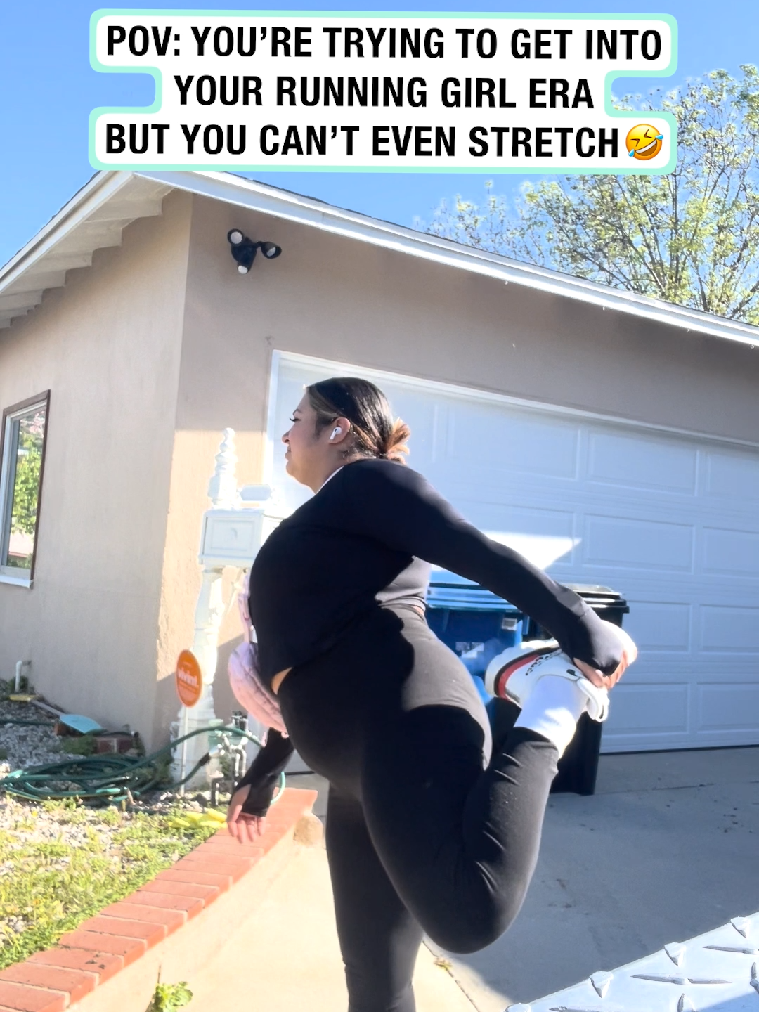 Stretching be harder than the actual run 😅 (🎥: @missaangie) #Running #runtok #runninggirly #Fitness #stretching