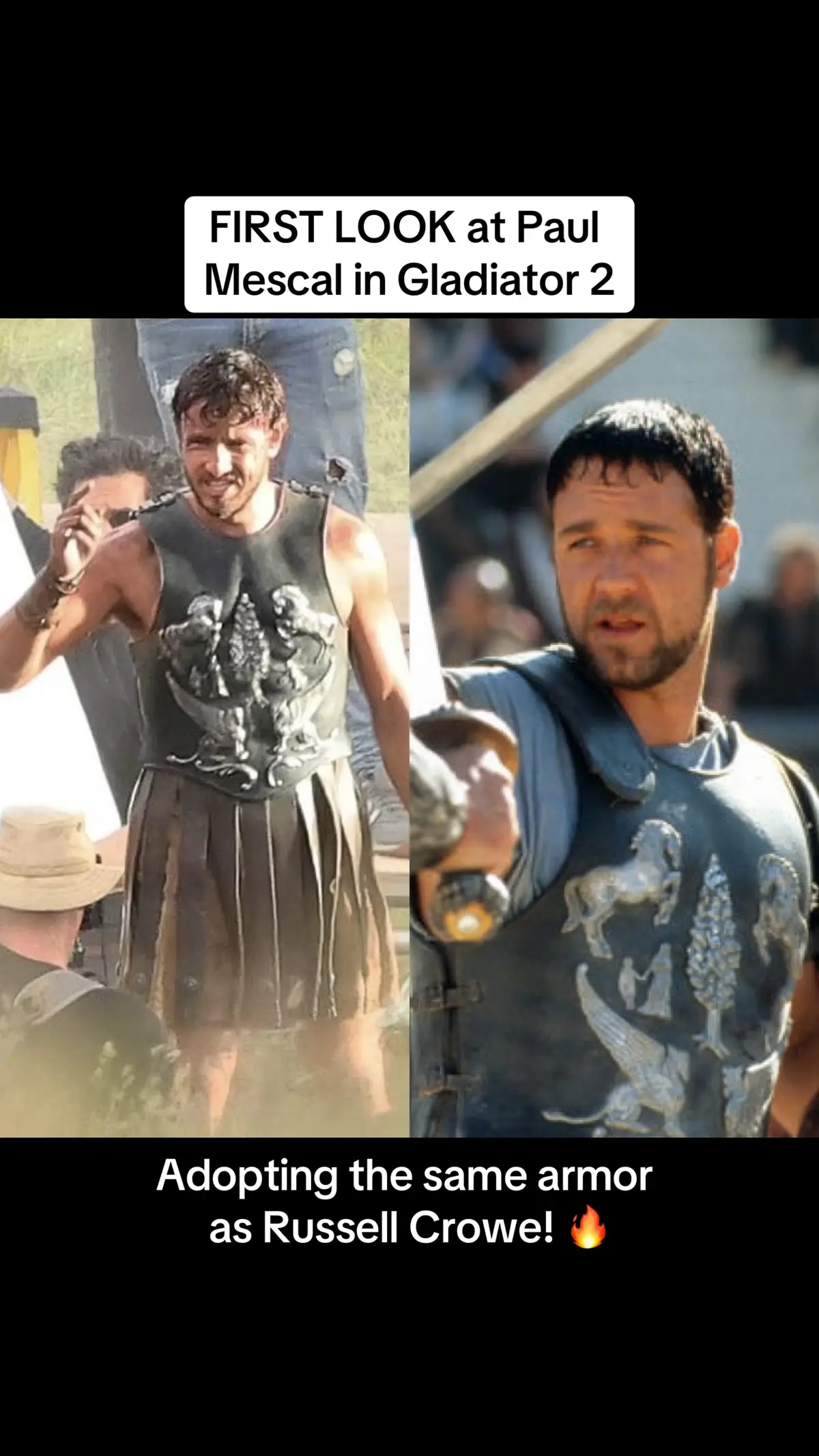 #paulmescal #russellcrowe #gladiator #gladiators #behindthescenes #bts #movies #film #actor #acting #sequel #follow #fyp #news #filmtok #movietok 