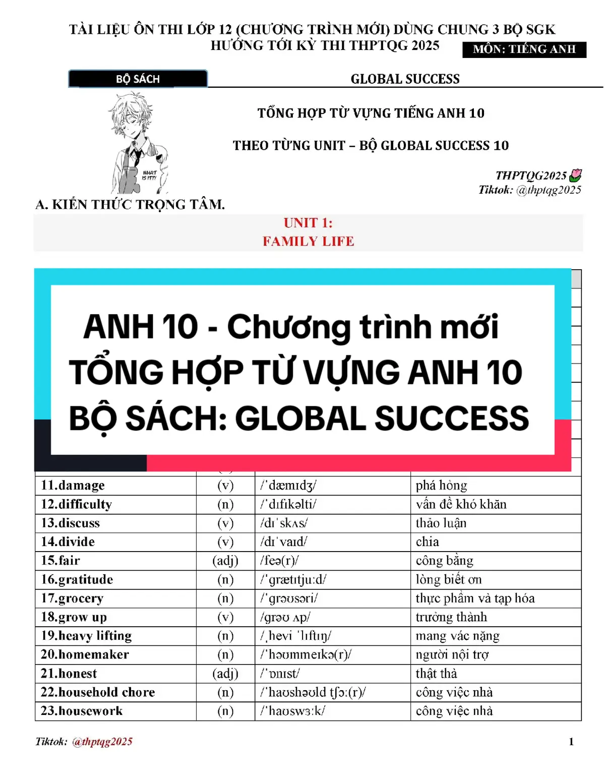Tổng hợp từ vựng cả năm tiếng anh 10 - Bộ sách: Global success - VIP.  #globalsuccess10 #thptqg2025 #tuvungtienganh #tienganh #english10globalsuccess #kntt #canhdieu #ctst 