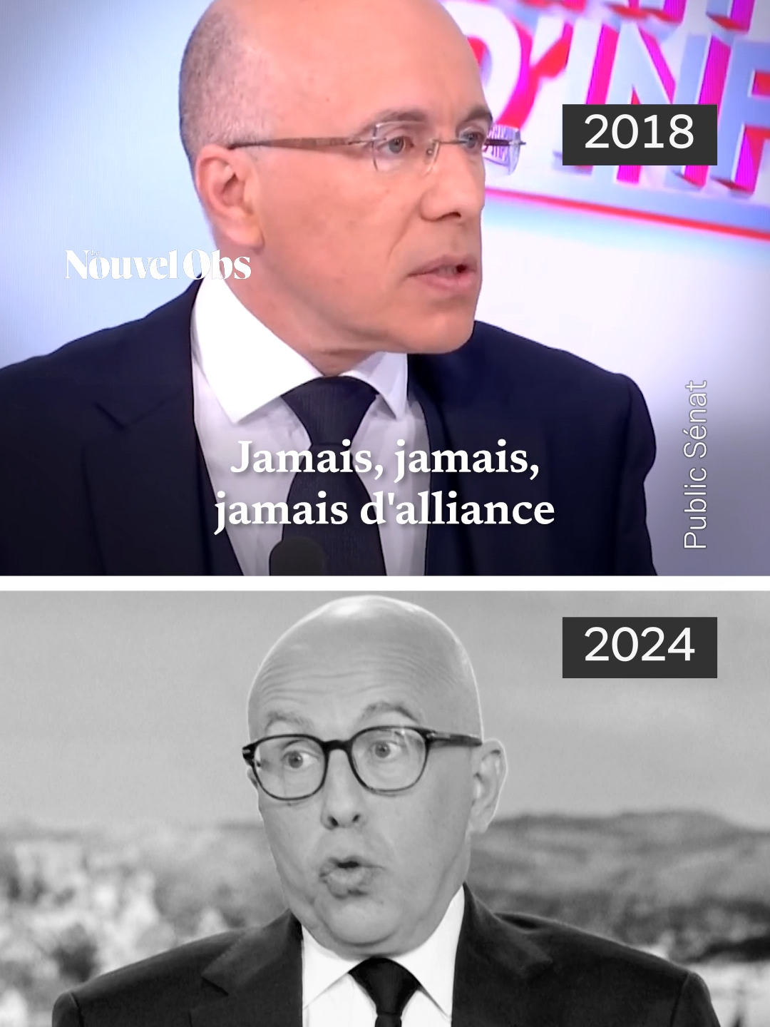 Quand Eric Ciotti promettait de ne « jamais » faire alliance avec Marine Le Pen et le Rassemblement national. Le président du parti Les Républicains s'est déclaré favorable à une alliance avec le RN en vue des élections législatives des 30 juin et 7 juillet prochains, convoquées par Emmanuel Macron. Un spectaculaire revirement de sa part. #sinformersurtiktok #politique #France