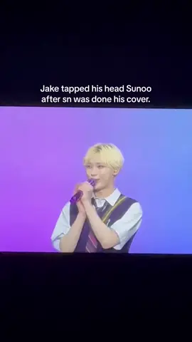 After Sunoo was done with his cover Jake tapped his head and jake touched his head again his saying 