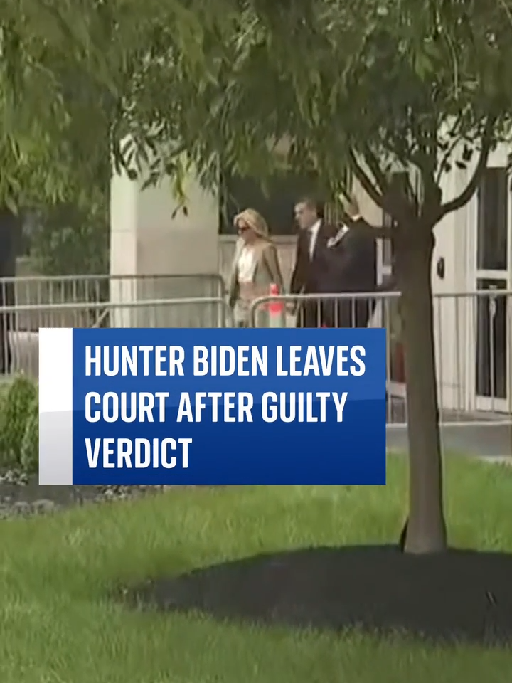 #HunterBiden leaves #court after #guilty #verdict. #Hunter, 54, walked out the #courtroom holding his #stepmother #JillBiden’s hand after he was #convicted of three #firearm #charges. 🔗Tap the link in the bio for more