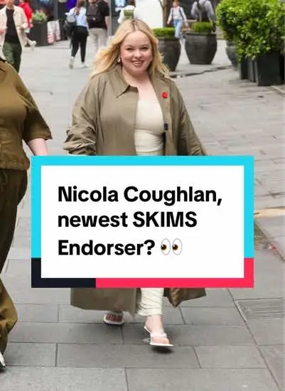 Nic was spotted wearing SKIMS today. She also recently followed the brand on IG and their photographer. Kim K is also a big Bridgerton fan. ✨ #nicolacoughlan #bridgerton #bridgertonseason3 #fyp #skims 