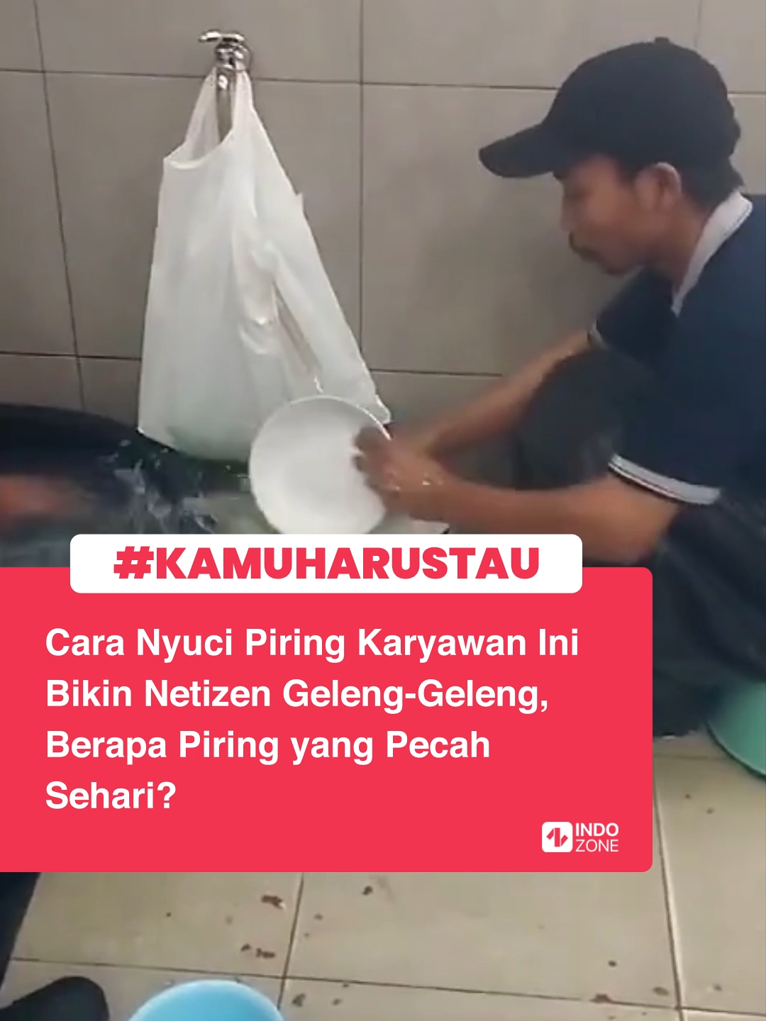 Ketika mencuci piring umumnya dilakukan dengan hati-hati untuk memastikan bahwa hasilnya bersih dan rapi.  Tetapi video yang viral di media sosial menampilkan gambaran yang berbeda, di mana seorang karyawan terlihat sedang mencuci piring dengan kecepatan tinggi tanpa peduli kebersihannya.  Dalam video tersebut, terlihat seorang karyawan yang tampak terburu-buru dalam mencuci piring, dengan gerakan cepat dan tidak terlalu memperhatikan detail. Akibatnya, beberapa piring terlihat pecah di bawahnya  Hal ini mungkin terjadi karena karyawan tersebut lebih fokus pada menyelesaikan tugas dengan cepat daripada memastikan memastikan kebersihan piring.  Melihat video tersebut pun banyak netizen yang berkomentar.  