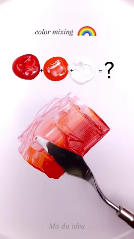 Red+Orange+White= ?  color Mixing #paintmixing#colormixing#satisfyingart#art#colors#tiktok 