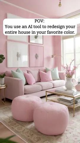 What's your favorite color? Comment below! Want to see how your house would look in your favorite color? Visit our website through the link in our bio and redesign your room now! #aihomedesign #pinkroomdecor #pinkhome #interiordesign #homedesign #homedecorideas