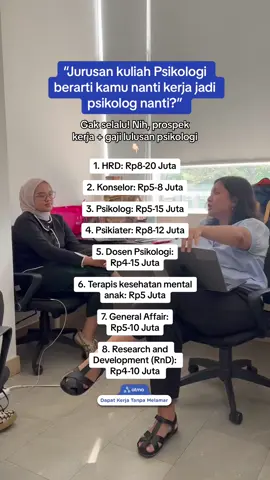 Kebanyakan yg lulusan S1 Psikologi pasti jadi HRD gak sih? 🧐  Yang lulusan S1 Psikologi, gass cari posisi2 ini di aplikasi Atma dan chat HRD nya 🤗 #jurusankuliah #psikologi #loker #lowongankerja #pencarikerja #kerjaidaman #atmalebihjelas 