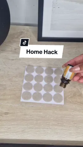 ✨️ HOME HACK ✨️  To freshen your home, pour 3-5 drops of essential oil onto each individual felt pad. Remove the paper and stick the pads anywhere that needs deodorizing and freshening. Some places I like to put them include bins, shoe cabinets, laundry baskets, and clothes drawers. #CleanTok #homehack  #cleaninghacks #homehacks #freshhome #cleaningreels #hometips #lifehacks