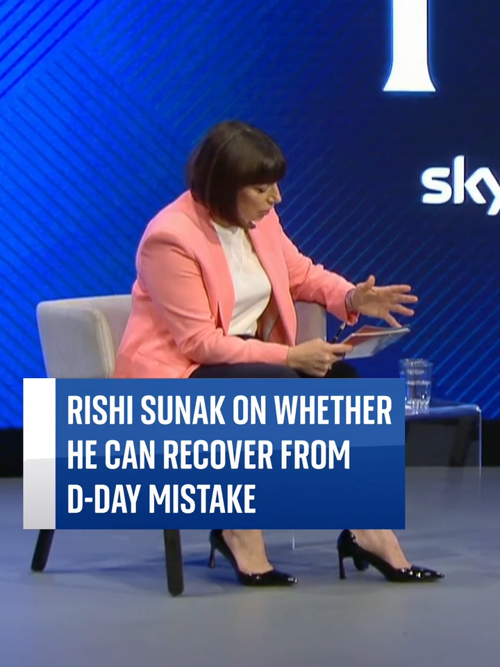 #RishiSunak reponds to a question from Sky's #BethRigby about whether his decision to leave the D-Day commemorations early was a terminal mistake. #GeneralElection #BattleForNo10 #Politics