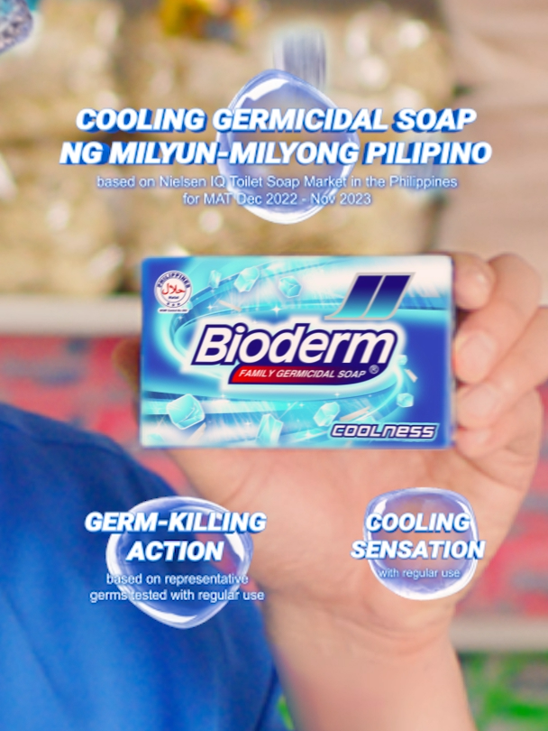 Mag Bioderm Coolness na, Ka-Tropa! Bida na sa germ-killing action (based on representative germs tested with regular use) at cooling sensation (with regular use)!  #BidaKaBastaBioderm (results may vary with regular use) ASC Reference No. I0226P052824B