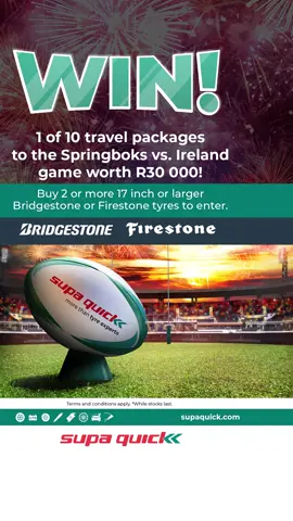 Hie Kommie Bokke! Get ready for the match of the year and stand a chance to win VIP packages to witness the clash between the Springboks and Ireland, live at Loftus Stadium in Pretoria. Visit our website for more information. #SpringboksvsIreland #ThinkSupaQuick #FYP