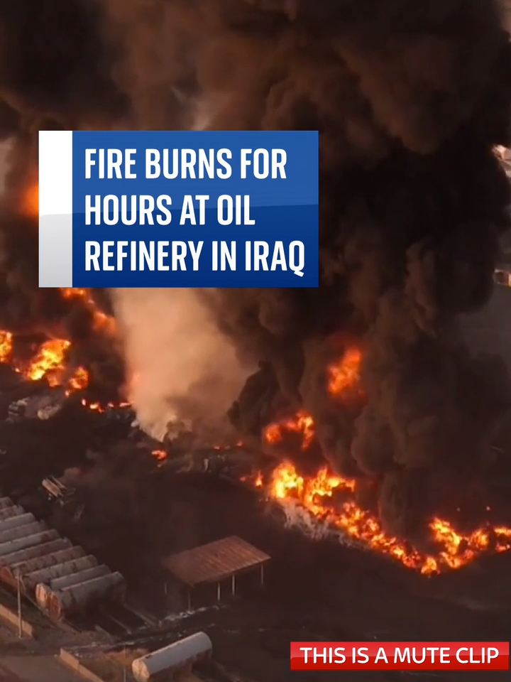 Up to 40 emergency teams battle a blaze at an oil plant in Iraq, the cause of which is under investigation. #fire #blaze #Iraq #Erbil #emergencyservices #oilplant