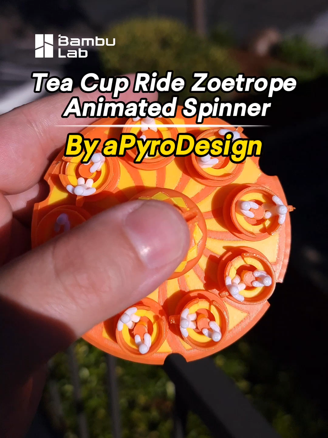 Amazing 3D Printed Zeotrope Spinner!  Video by @apyrodesign  Model: Tea Cup Ride Zoetrope Animated Spinner Designer: aPyroDesign Printer: Bambu X1 Carbon #bambulab #3dprintinglife #3Dprinter #fidgettoy #3dprinted