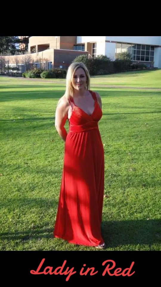 Green green grass and a Lady in RED #pose #red #lady #single #blonde #vibrantglamour #cute #happy #smile #Love 