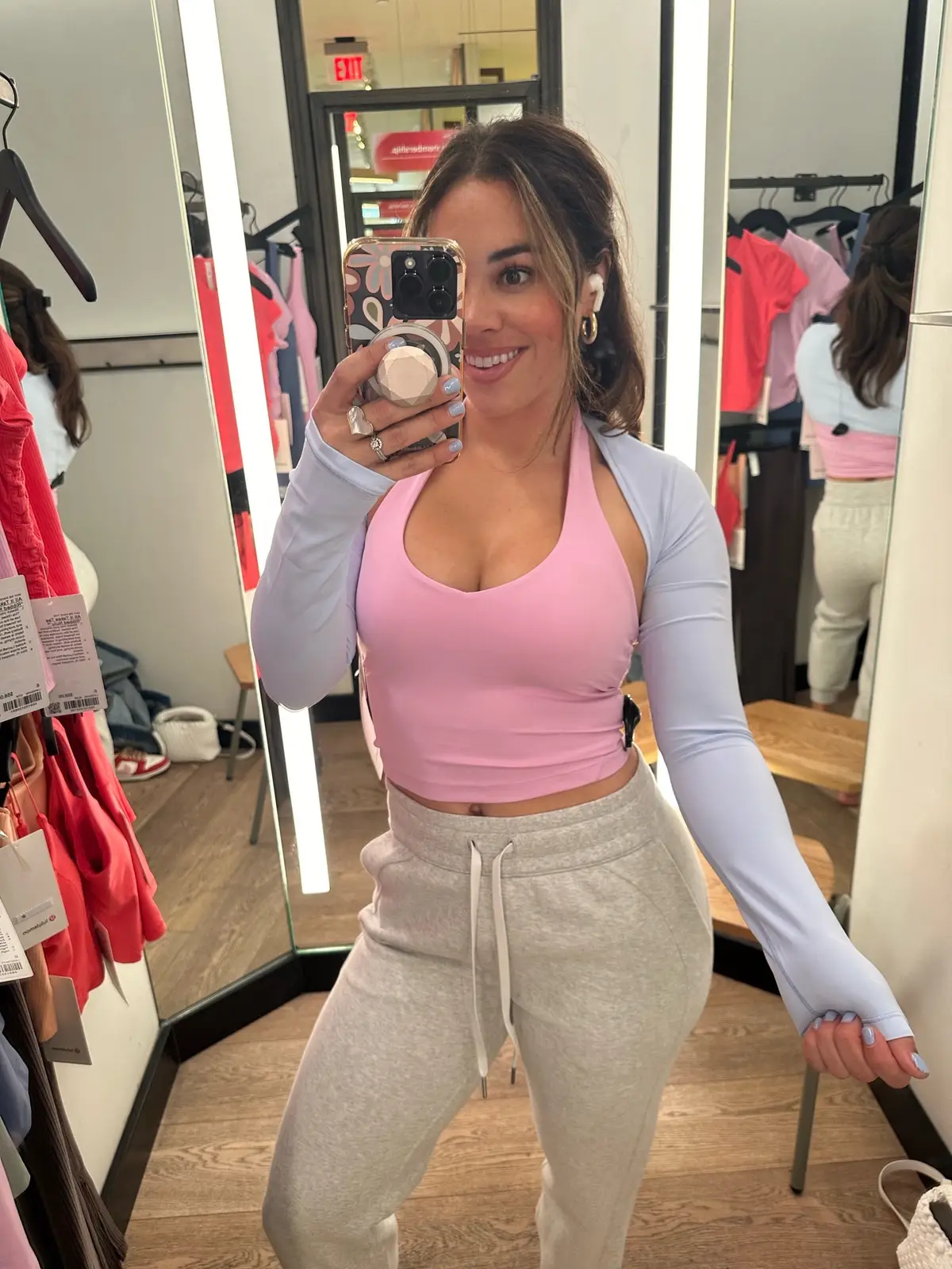 Did a quick try on 🩷🧡❤️ everything linked in my LTK @morganmdavis 🫶🏼💕 im wearing a size 6 in all. Im a size small. @lululemon #aligntank #alignshorts 