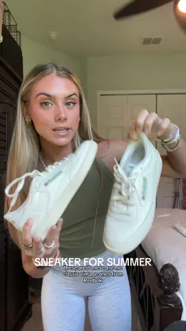 If you need a good summer sneaker I would definitely recommend these @Reebok ones from @pacsun they are super comfortable (like walking around all day and not feeling a thing) also they look good with everything skirts, athletic wear, dresses, you name it. Luv!! ✨🫶👟 #reebok #reebokshoes #reebokclubc85 #reebokclubc #pacsun #whitesneakers #sneakers #everydaysneakers #whitetennisshoes #sneakerhead #sneakertok #sneakercollection #shoesforwomen #shoesforeurope #sneakersforsummer #dresssneakers #pacsunhaul #pacsunfinds #springfashion #springstyle #summerstyle #SummerFashion  reebook club c vintage sneakers, white sneakers, white shoes, white tennis shoes, sneakers for summer, comfortable walking shoes, dresses and sneakers, pacsun, affordable sneakers, shoe unboxing, shoe haul.