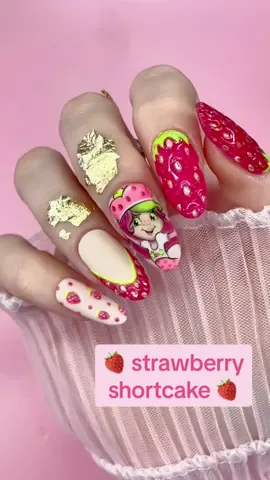 my little strawberry 🍓  I'm loving all the fruit trends this season! would you wear these?! @pretty in pinque • adrianna using all @tickledpinque 🌸 gelato • cotton candy  🌸 stuck in my hair  🌸 palm tree  🌸 walk of fame  🌸 smiley  🌸 matte top  🌸 top gloss #strawberrynails #strawberryshortcake #nailtrends #nailart #nailsofinstagram