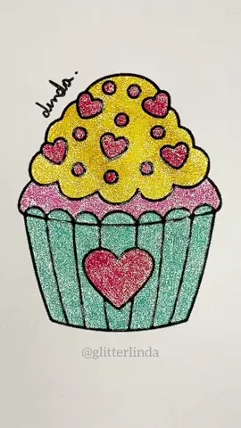 Glitter cupcake 🧁✨ #coloring #colouring #glittergelpens #satisfying #glitterpens #cupcake #sweet #satisfyingvideo 