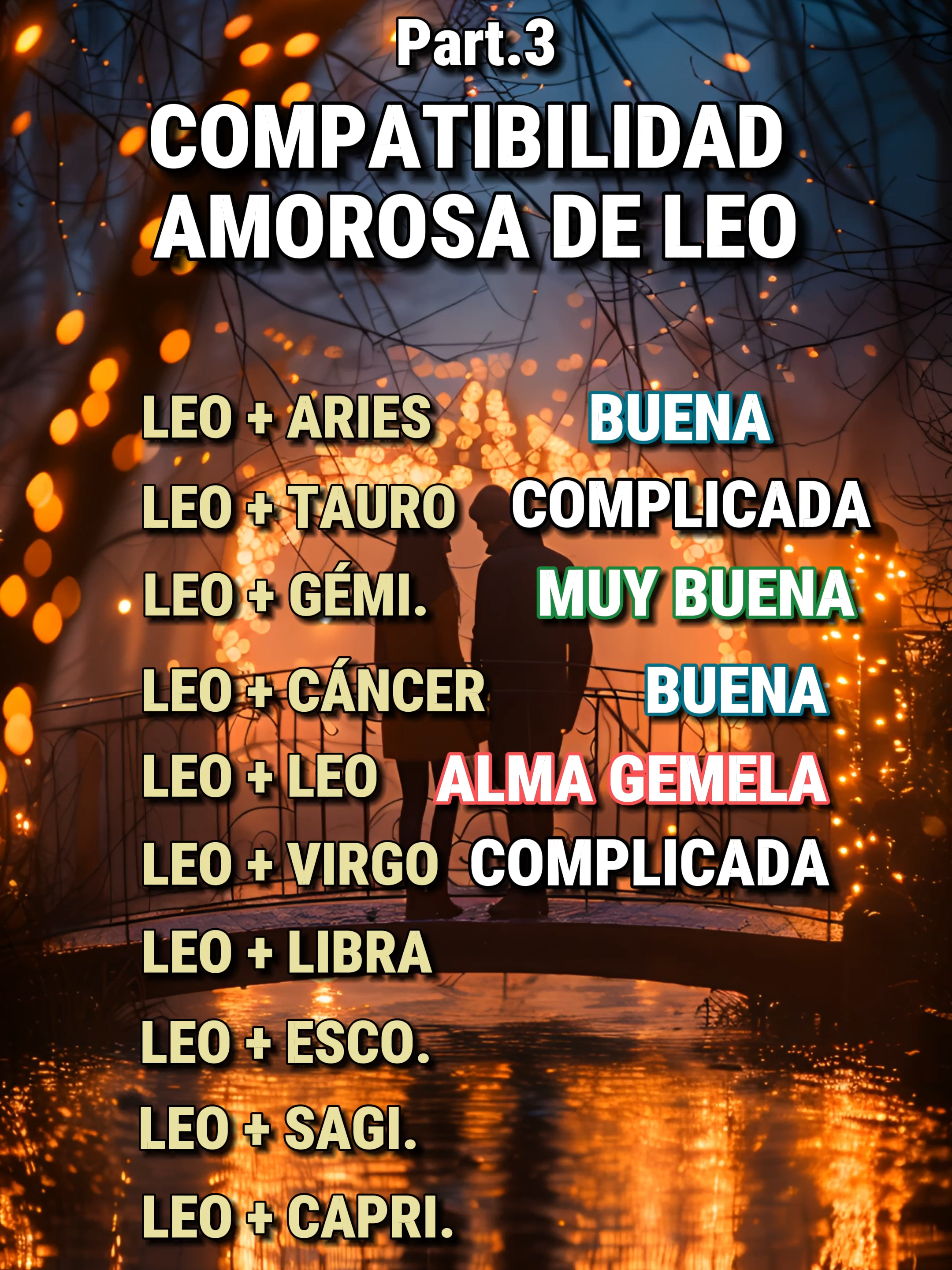 Descubre las mejores parejas para Leo y su compatibilidad. Parte 3📷 📷#LeoCompatibilidad #AmorZodiacal #ParejasAstrologicas #LeoMatch #AstrologiaAmorosa #leoysagitario#LeoYEscorpio#LeoyLibra#relacioneszodiacales #AstroConexiones #CompatibilidadLeorpart3