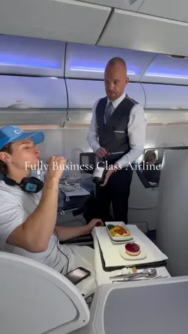 This is what its like flying one of the only all-business class airlines in the world   #airline #airplane #airlinereview #businessclass #firstclass #airlinefood #luxurytravel #travel #businessclasstravel #businessclasslounge #airportlounge #firstclassflight #businessclassflight 