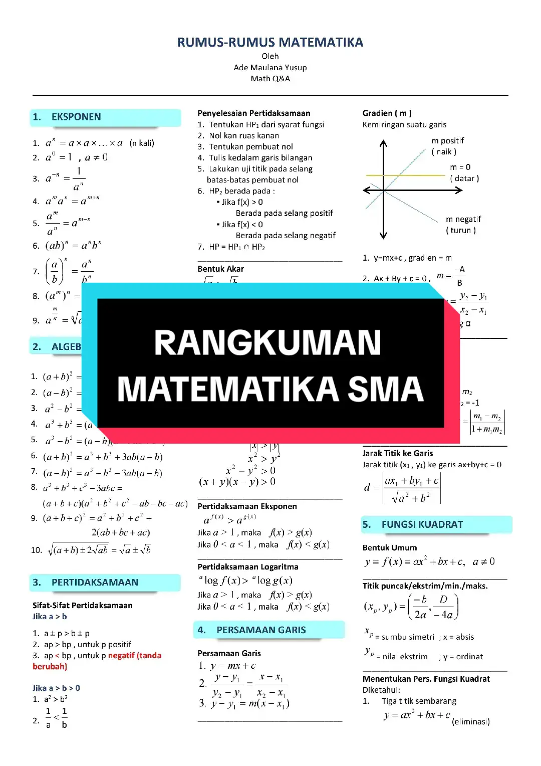 Repost Rangkuman Matematika SMA #rangkuman #matemtika #sma  #rangkumanmatematikasma  #utbk #snbt 