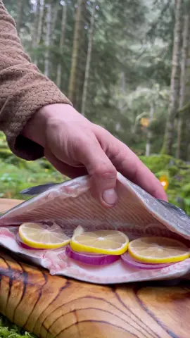 Salt Crusted Fish by the Stream?! 🎣 #fish #fishing #cooking #outdoorcooking #asmrcooking 