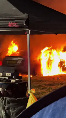 Fire in the campsite at Le Mans #lemans24h #britsabroad #24hrlemans #amg63 