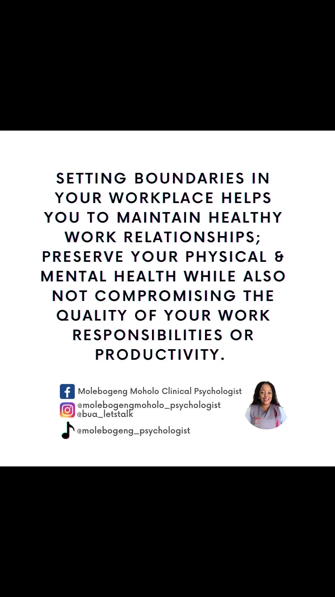 Failure to set boundaries at your workplace has the potential of affecting your functioning holistically! #MentalHealthAwareness #MentalHealth #mentalhealthadvocacy #SelfCare #boundariesarehealthy  #psychology #mentalhealthawareness 