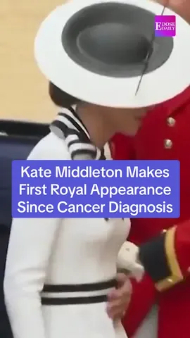 Kate Middleton attends the Trooping the Colour ceremony in London, marking her first public appearance since revealing her cancer diagnosis earlier this year. The Princess of Wales attended the annual celebration of King Charles’ birthday  alongside her three children Prince George, Princess Charlotte, and Prince Louis 👏👑 #katemiddleton #katemiddletonstyle #royalfamily #troopingthecolour #royalnews #celebrity 