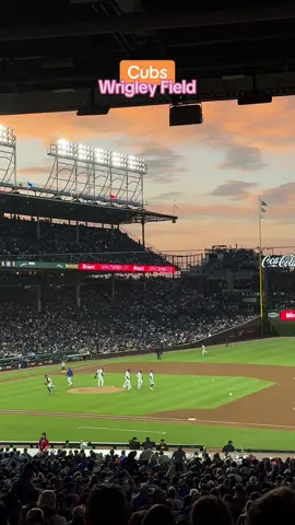 Thursday night games are IT! Beautiful sunset, hot dog in one hand, beer in the other. #chicago #cubs #wrigley #baseball #chicagocubs 