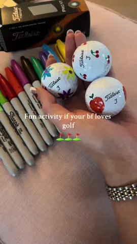 Your sign to design some golf balls for your bf ⛳️🍒🍑🌸  #golftiktok #golfball #sharpie #titleist 