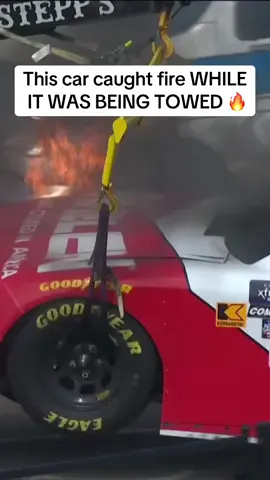 Bad news: you crashed. Worse news: the car caught fire as it was being towed. #nascar #fire #racing #Motorsport #xfinityseries 