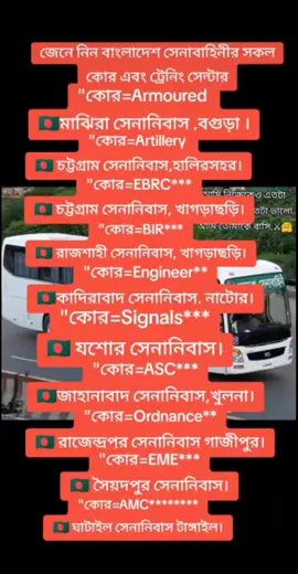 #এক নজরে সেনাবাহিনীর সকল কোর এবং ট্রেনিং সেন্টার #bdarmy⚔️🇧🇩⚔️
