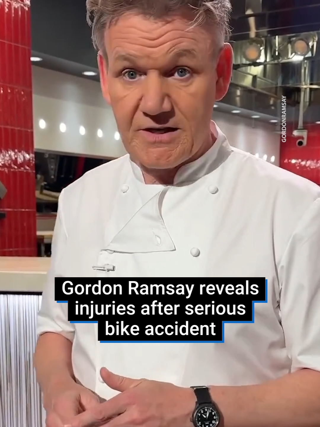 Celebrity chef Gordon Ramsay narrowly avoided a serious injury in a cycling accident in Connecticut, sharing a large bruise on Instagram and stressing helmet safety. He thanked medical staff and showed before-and-after photos of his damaged bike. Wishing Gordon Ramsay a swift recovery 🙏🏻 #fy#fyp#gordonramsay#ramsay#gordonramsayofficial#chef #cheflife #bike #bikelife#kitchen#KitchenHacks #usa #uk #america #england