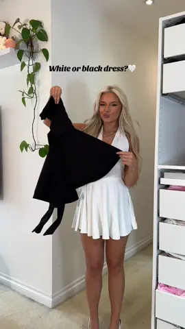 Which is your fav colour?🖤🤍 dress from @Rebellious Fashion 🎀 #OOTD #dress #tiktokdress #rebelliousfashion #blackdress #whitedress #halterneckdress #dressoutfit #holidaydress #holidayoutfit #tiktokmademebuyit #summersale 