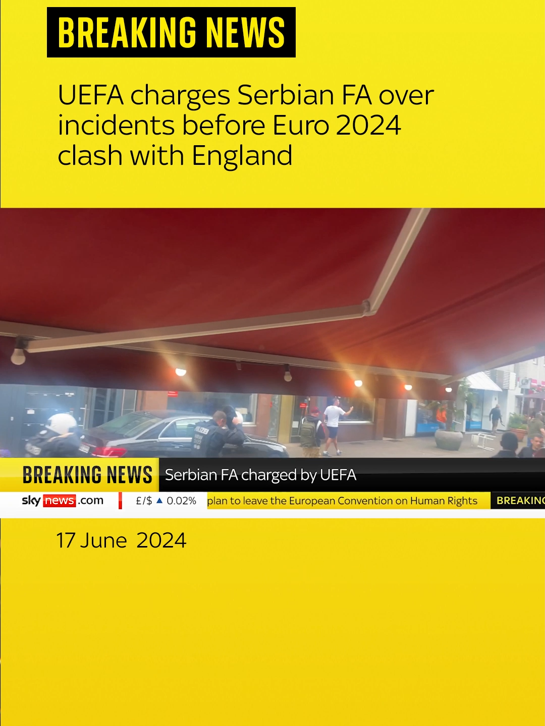 The #Serbian #FA has been charged by #UEFA after objects were thrown ahead of #England and #Serbia’s match at the #Euros ⚽️ The charges include “transmitting a provocative message unfit for a sports event”