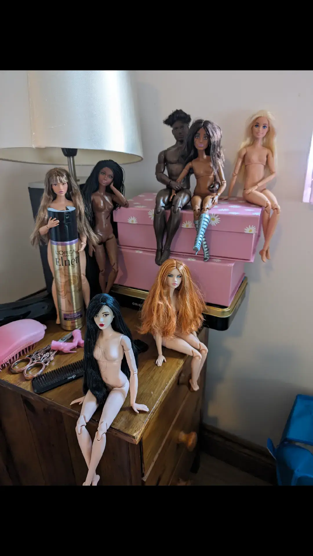 Me and Barbie's retreat.  I'm a mother of 4 kids. The youngest one is 7 months old. I found a small tiny house in the air b&b to stay 2 nights on my own and Barbies. All these beauties will have a makeover. P.S. kids are with dad 🤭😁 #Barbie #Barbiedoll #doll #barbiefashion #signaturebarbie 