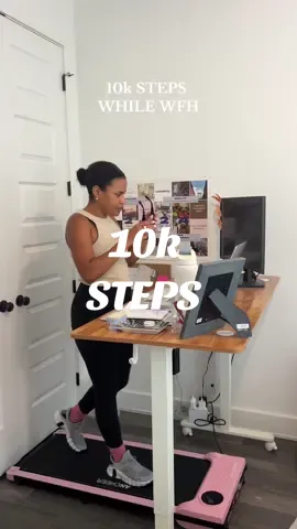 10 k steps everyda while working from home. #wfhlife #underdesktreadmill #wfhsetup #10ksteps AND SHES PINK! 